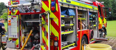 Fire Engine with all equipment bays opened