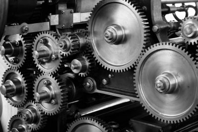 Various mechanical gears upclose