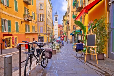 Colorful street scene in France