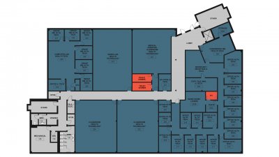 Diagram showing unisex restrooms in briggs building