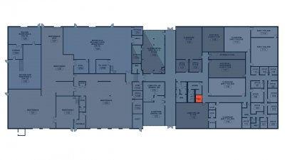 Diagram that show unisex restrooms in Sinclair building