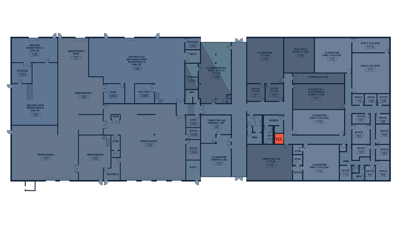 Diagram that show unisex restrooms in Sinclair building