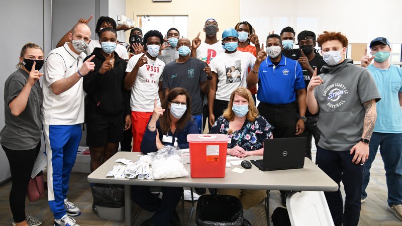 The Davidson County Health Department administers COVID vaccines so that the STORM can play in the NJCAA Division II national tournament.