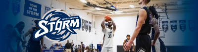 STORM Basketball player in #33 white jersey shoots free throw