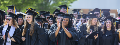 Students celebrating at Commencement