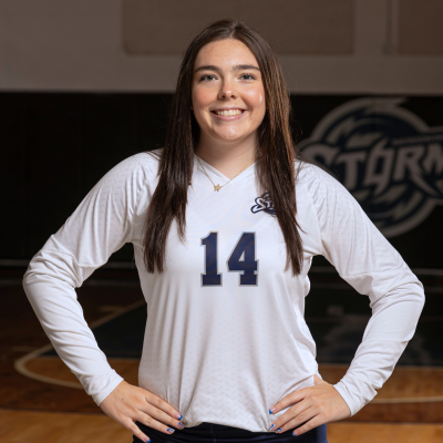 Storm Volleyball Player Wearing Number 14 White Jersey