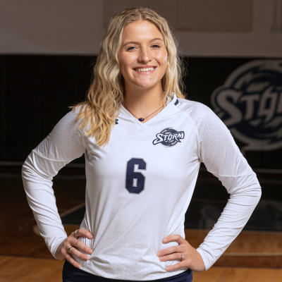Storm Volleyball Player Wearing Number 6 White Jersey