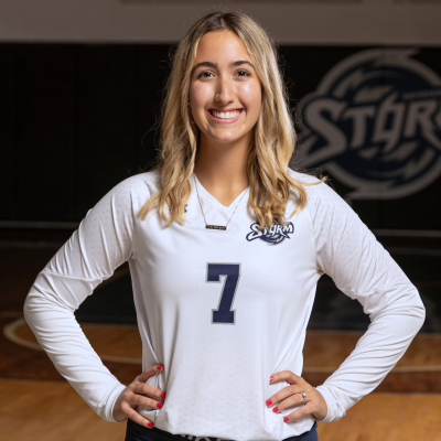 Storm Volleyball Player Wearing Number 7 White Jersey