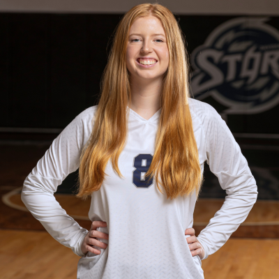 Storm Volleyball Player Wearing Number 8 White Jersey