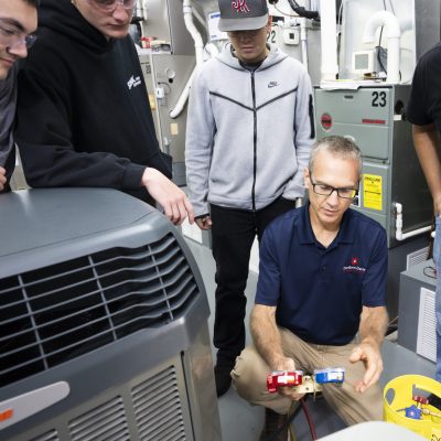HVAC instructor and students