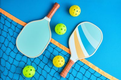Pickleball paddles and balls
