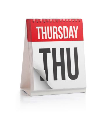 Calendar with Thursday on top