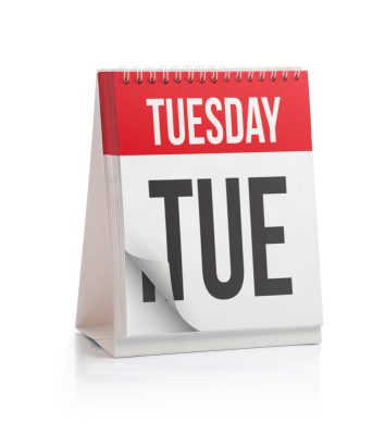 Calendar with Tuesday on top