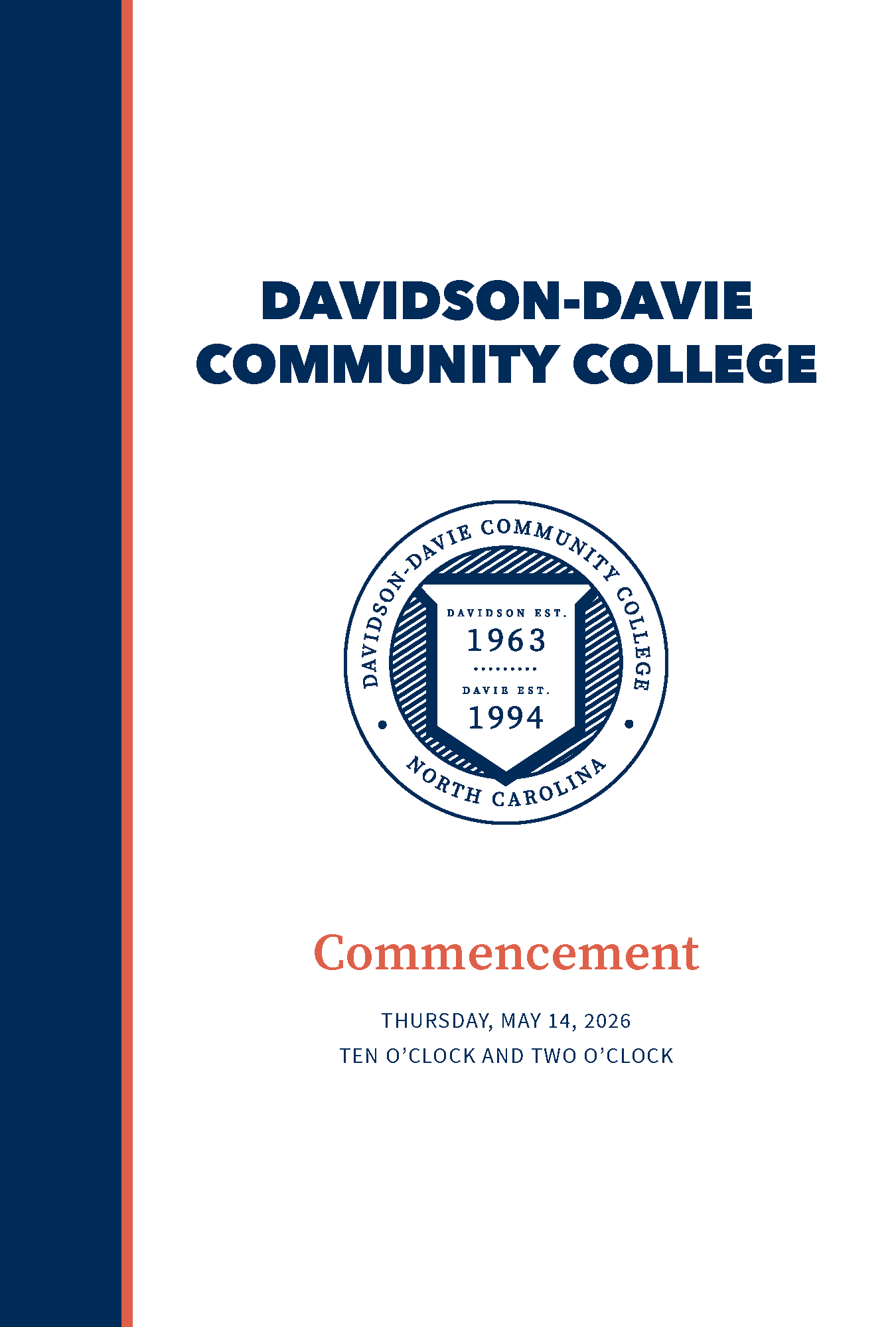 Davidson-Davie Community College Commencement 2026 Program.