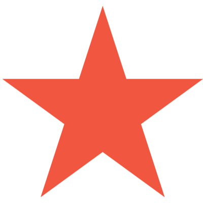 Red five-pointed star on a white background.