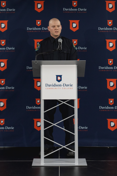 Brandon Leonard, Session Class Leader, addressed the graduating class during the ceremony and encouraged the class to serve with integrity and respect. Leonard was also recognized for highest test average and highest BLET test score during the event.